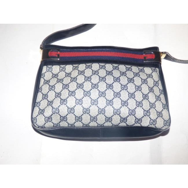 Gucci Vintage Pursesdesigner Purses Shades Of Blue With Large G Logo Coated Canvas And Leather Shoul