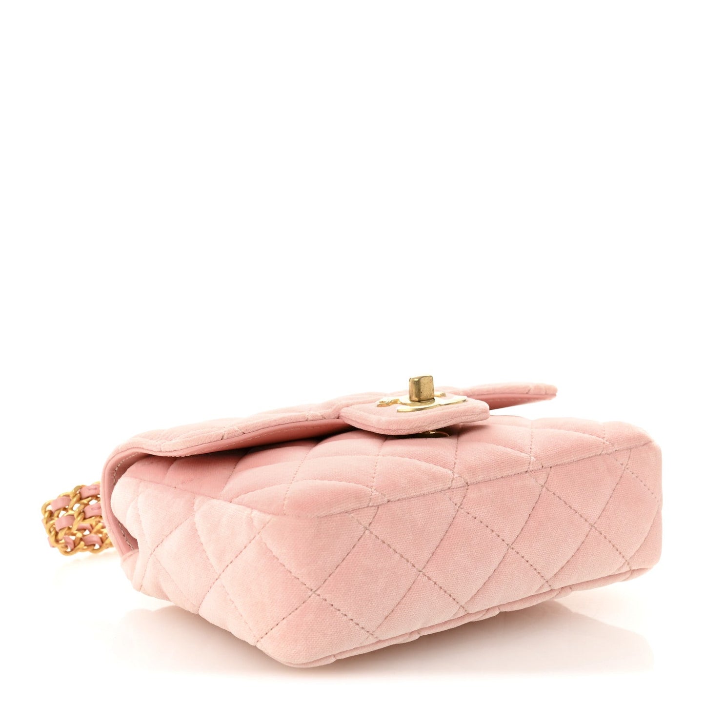 Velvet Enamel Mini Flap Light Pink