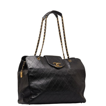 Chanel Super Model Bag Coco Chain Tote Bag One-Shoulder Bag Black Leather  CHANEL