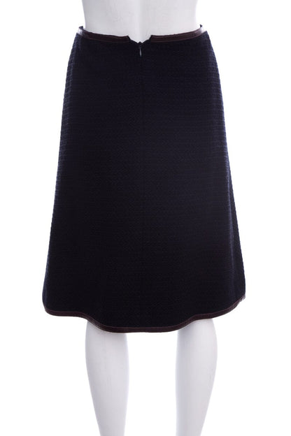Chanel Fall 2000 Navy Wool Knee-length Skirt SZ 34