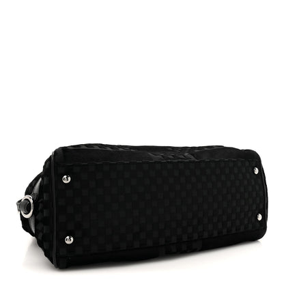 Velvet Checkered Kiss Lock Shoulder Bag Black