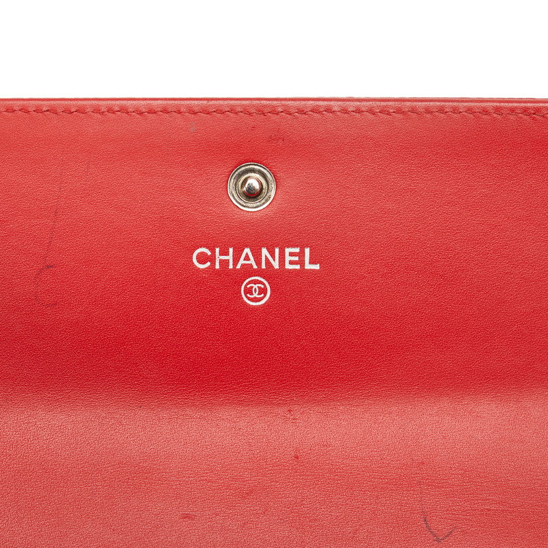 Chanel Cocomark Long Wallet Red Caviar   Chanel