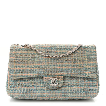 Tweed Quilted Medium Double Flap Blue Multicolor