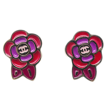 Chanel Camellia Piercing Earrings Red 05P