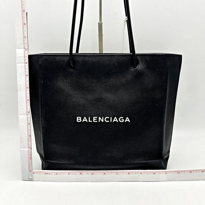 Pre-owned BALENCIAGA Calfskin Logo Small Shopping Black LA39923