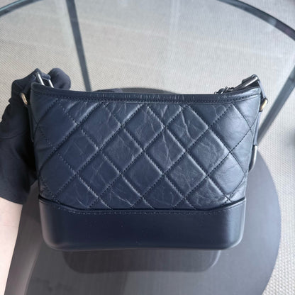 Chanel Gabrielle Small - Aged Calfskin Dark Blue Mixed Gold Hardware Series 26