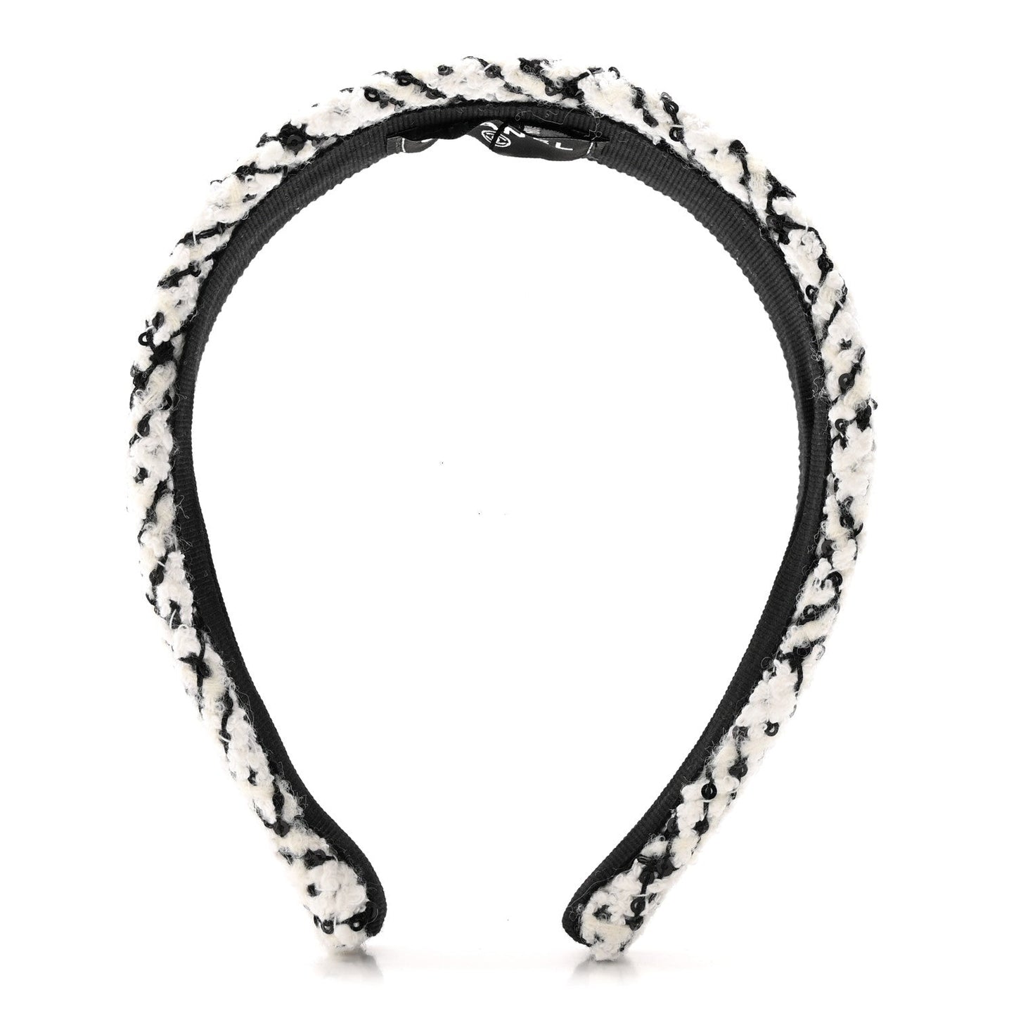 Tweed Sequin Headband White Black