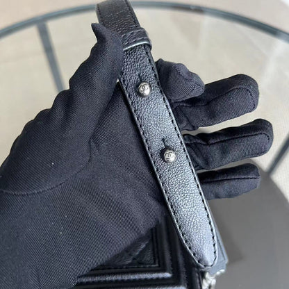 Calfskin Boy Old Medium 25CM Medium Quilted Black Ruthenium Silver Hardware Series 18