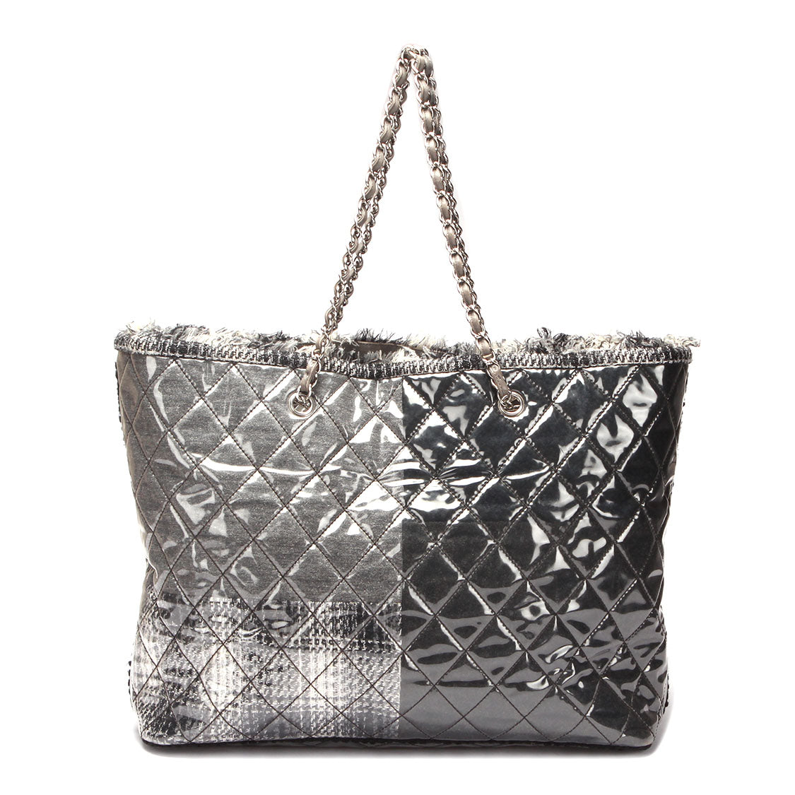Chanel Quilted Funny Tweed Patchwork Tote Plastic Tote Bag in Excellent condition