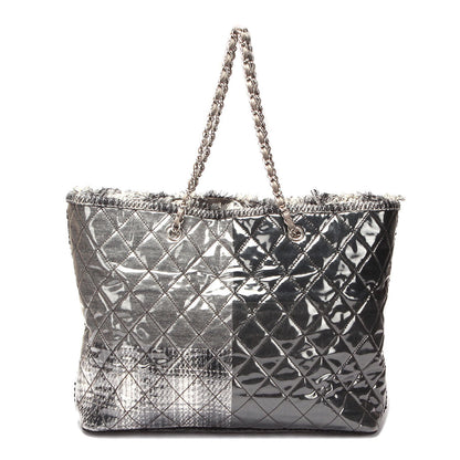Chanel Quilted Funny Tweed Patchwork Tote Plastic Tote Bag in Excellent condition