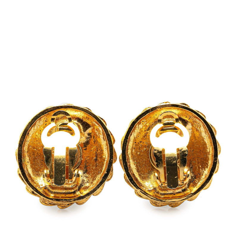 Chanel Gold Plated Mademoiselle Rhinestone Earrings