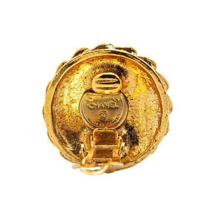 Chanel Gold Plated Mademoiselle Rhinestone Earrings