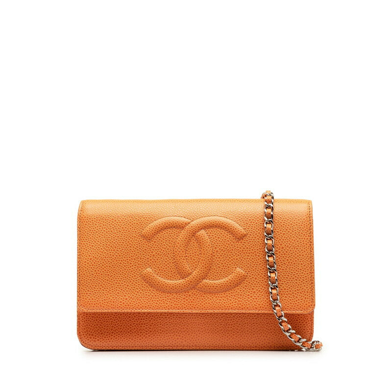 Chanel Coco Mark Caviar Chain Wallet Shoulder Bag