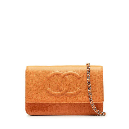 Chanel Coco Mark Caviar Chain Wallet Shoulder Bag