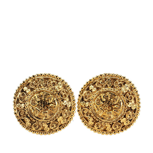 Chanel Coco Mark Round Earrings