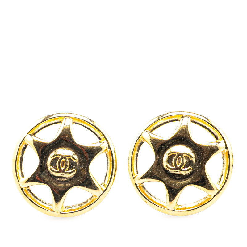 Chanel Gold Plated Coco Mark Round Earrings 97A
