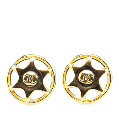 Chanel Gold Plated Coco Mark Round Earrings 97A