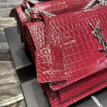 Yves Saint Laurent Sunset Medium Chain Bag Red