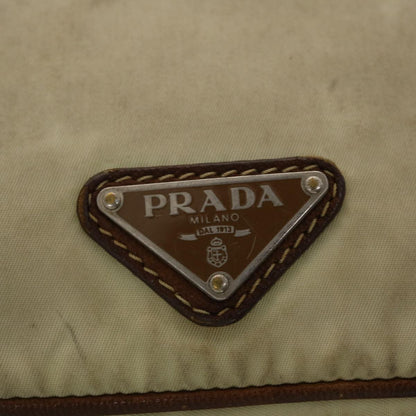 Prada Shoulder Bag Nylon Leather Cream  50154