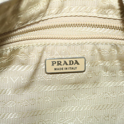 Prada Shoulder Bag Nylon Leather Cream  50154