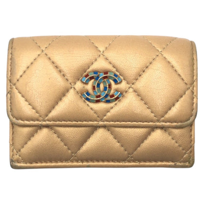 Chanel Matelasse Coco Mark Leather Trifold Wallet