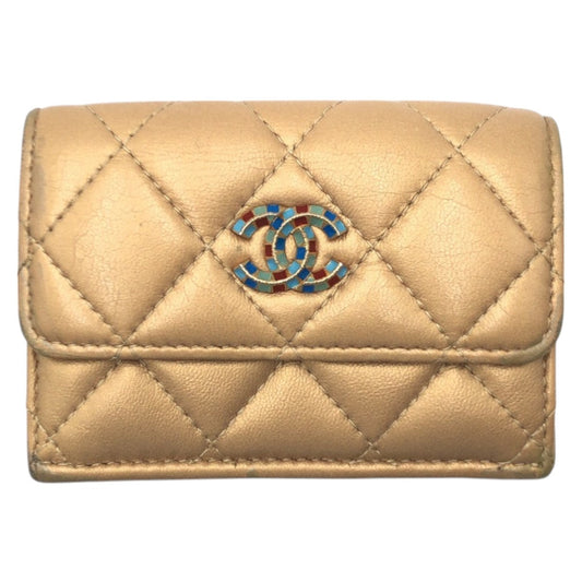Chanel Matelasse Coco Mark Leather Trifold Wallet