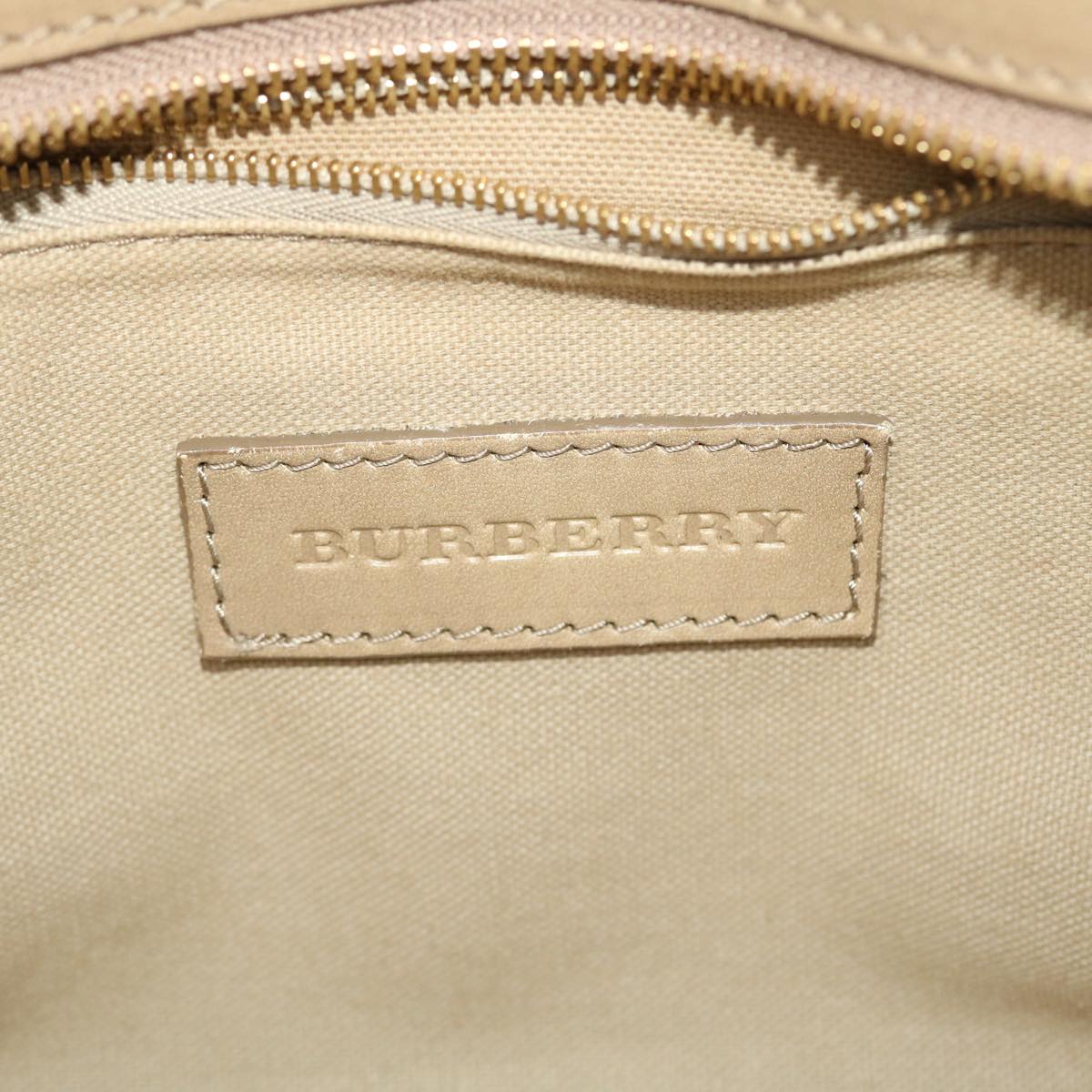 Burberry Nova Check Hand Bag Nylon Leather Beige Auth 50273