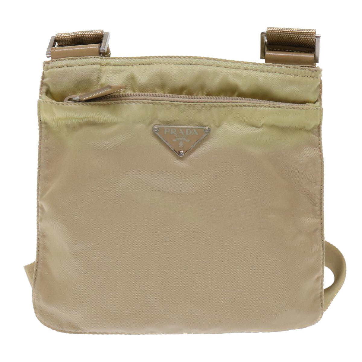 PRADA Shoulder Bag Nylon Beige Auth 50397