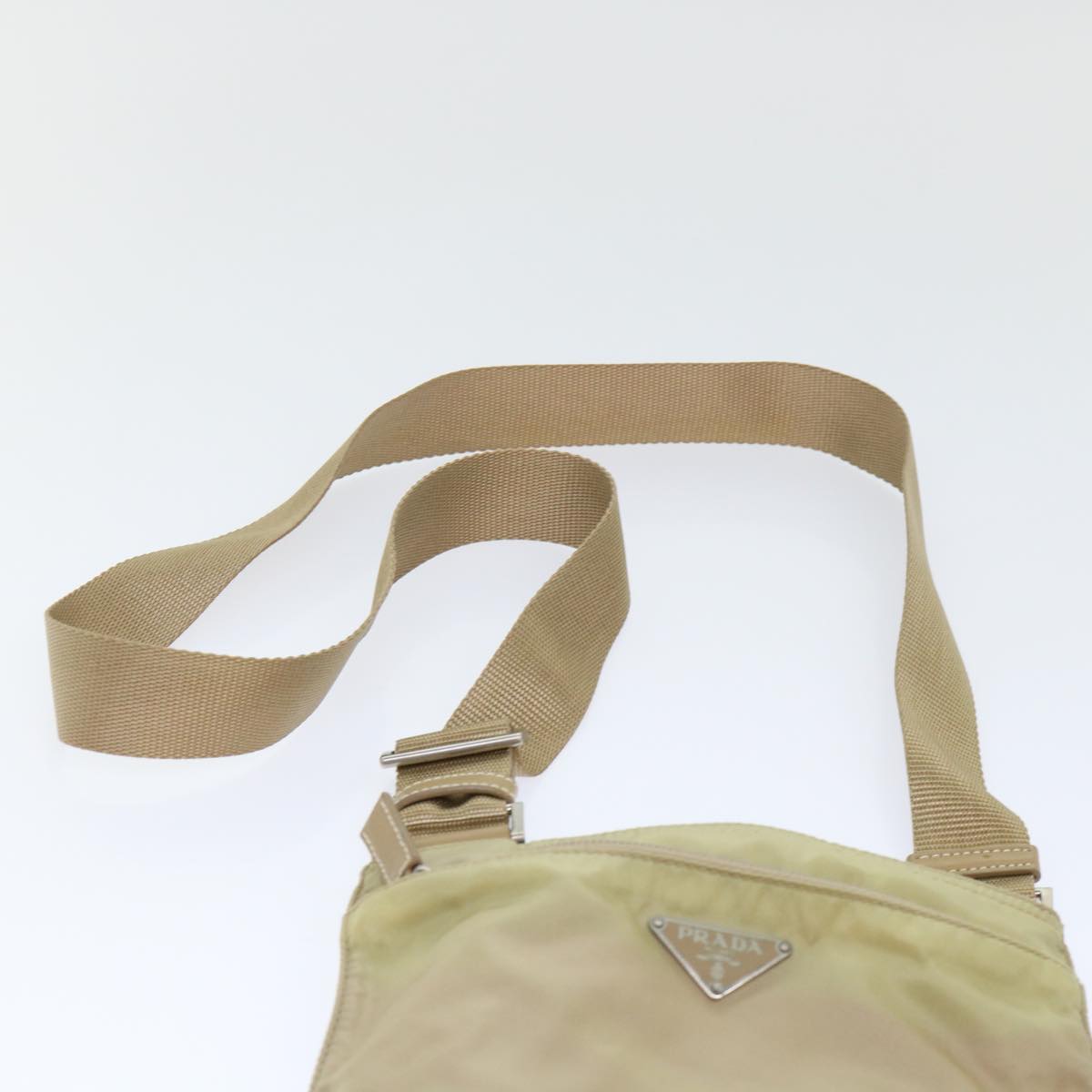 PRADA Shoulder Bag Nylon Beige Auth 50397