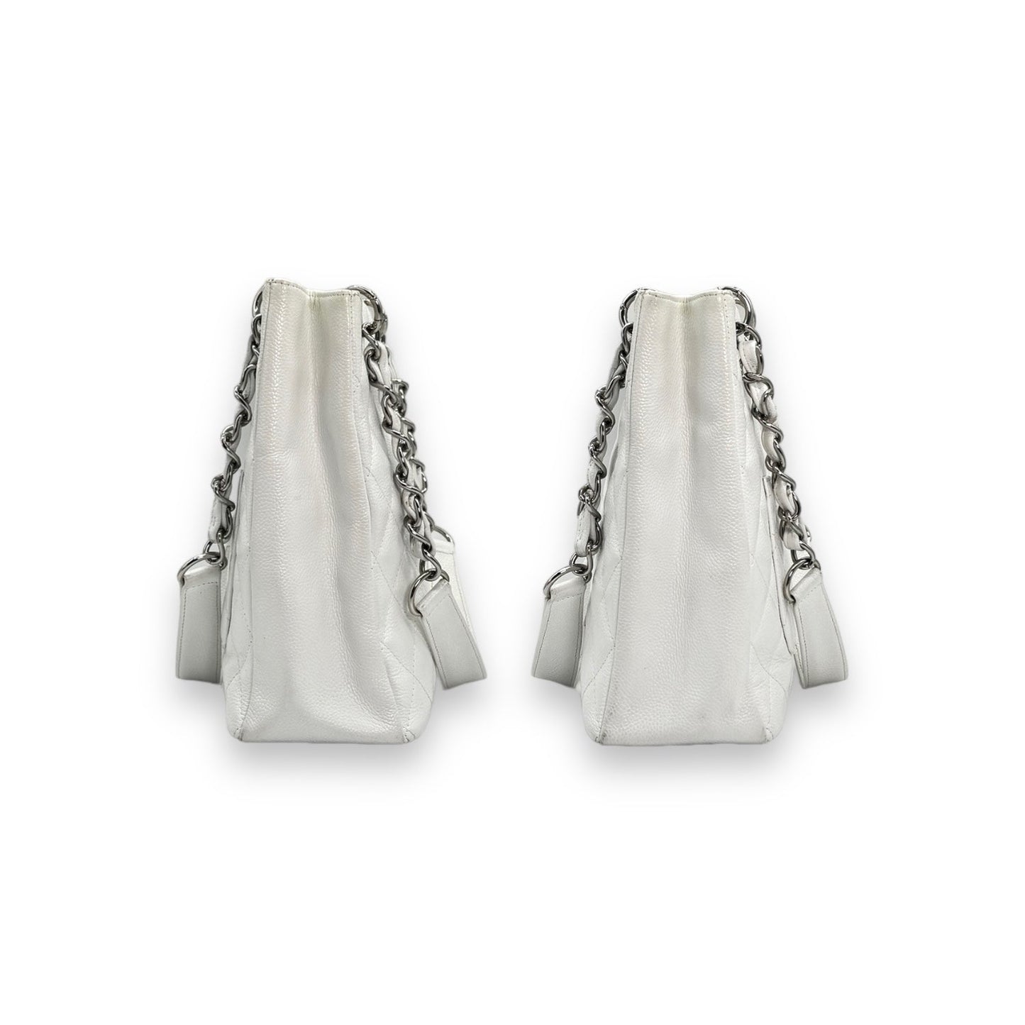 Chanel Vintage White Caviar Petite Shopping Tote PST