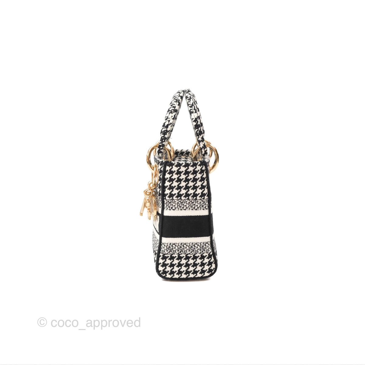 Christian Dior Mini Lady D-Lite Bag Black White Houndstooth