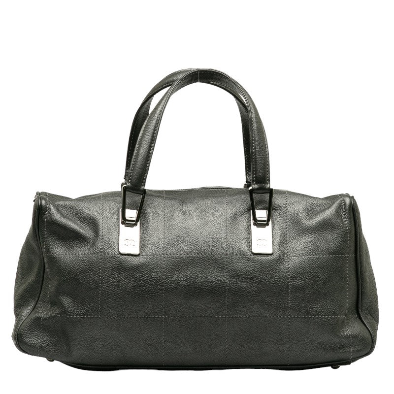 Chanel Chocolate Bar Mini Boston Bag Handbag Gray Leather Lady Chanel