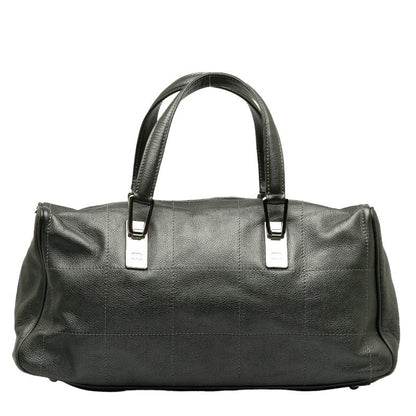 Chanel Chocolate Bar Mini Boston Bag Handbag Gray Leather Lady Chanel