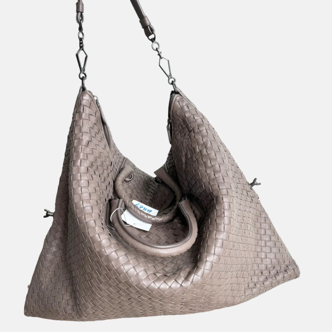 Bottega Veneta Maxi Convertible Tote Bag Hobo Grey Leather Two-way Carry 50cm