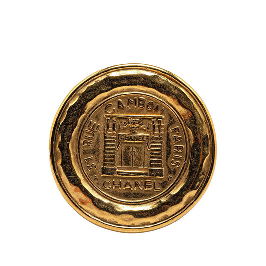 Chanel Gold Plated Cambon Round Brooch