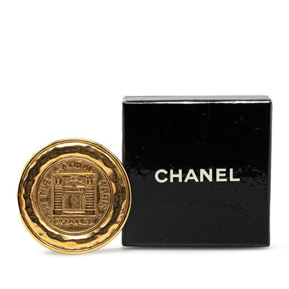 Chanel Gold Plated Cambon Round Brooch