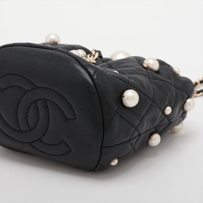 Chanel Matrasse  Handle Shoulder Bag Pearl Black G  31st AS2518