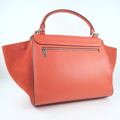 CELINE Handbag 169543 Calfskin, suede Red 2WAY bag Trapeze Women Used