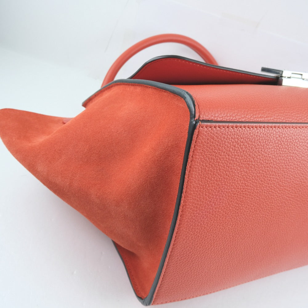 CELINE Handbag 169543 Calfskin, suede Red 2WAY bag Trapeze Women Used