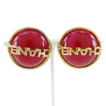 CHANEL Earring Plated Gold Red/gold Women Used