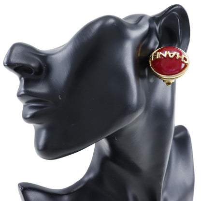 CHANEL Earring Plated Gold Red/gold Women Used