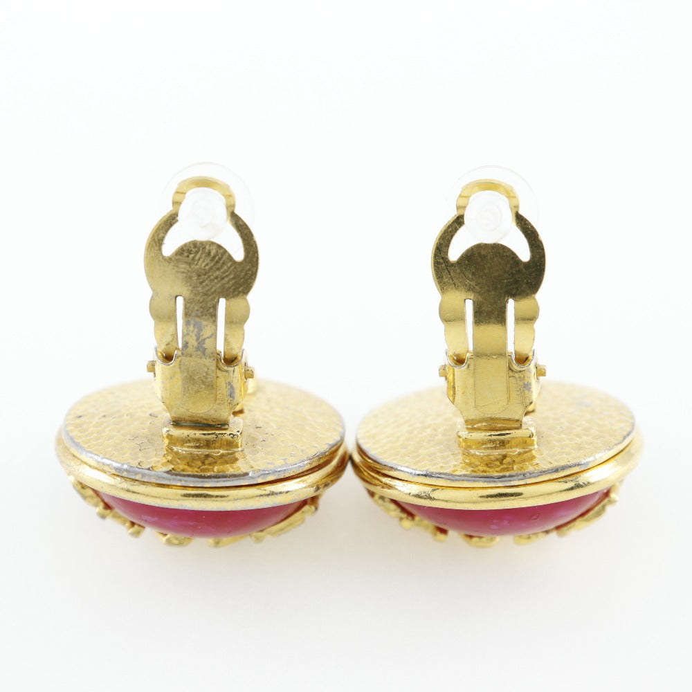 CHANEL Earring Plated Gold Red/gold Women Used