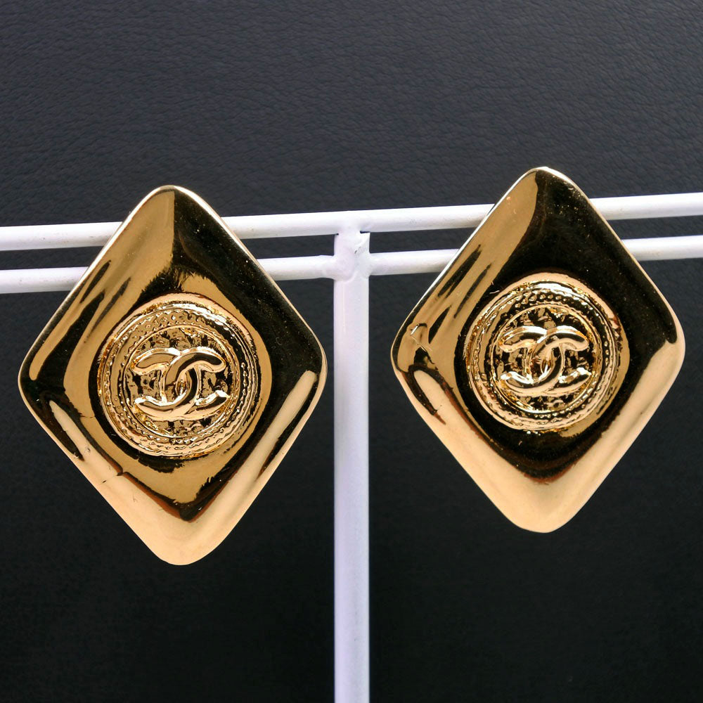 CHANEL Earring Plated Gold gold COCO Mark Women Used