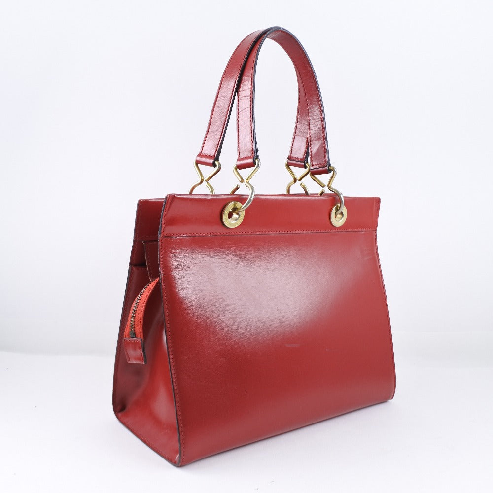 CELINE Handbag Calfskin Red Women Used