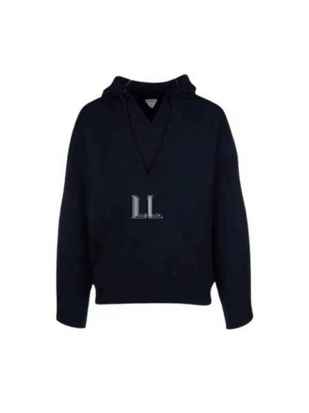 Luxury Bottega Veneta Compact Double Layer Neckline Knit Top Navy