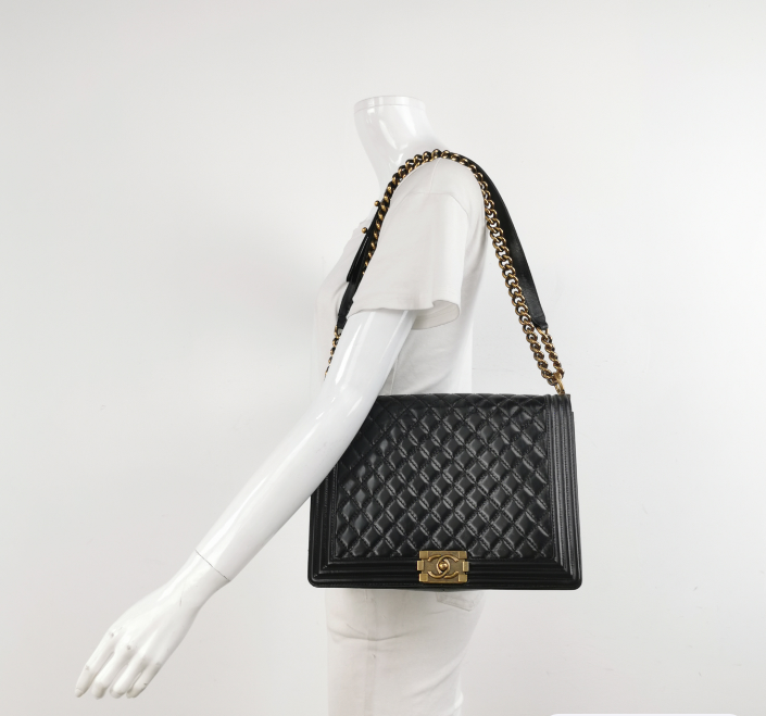 Chanel LEBOY Large bag cm*cm*cm  Black oil wax leather