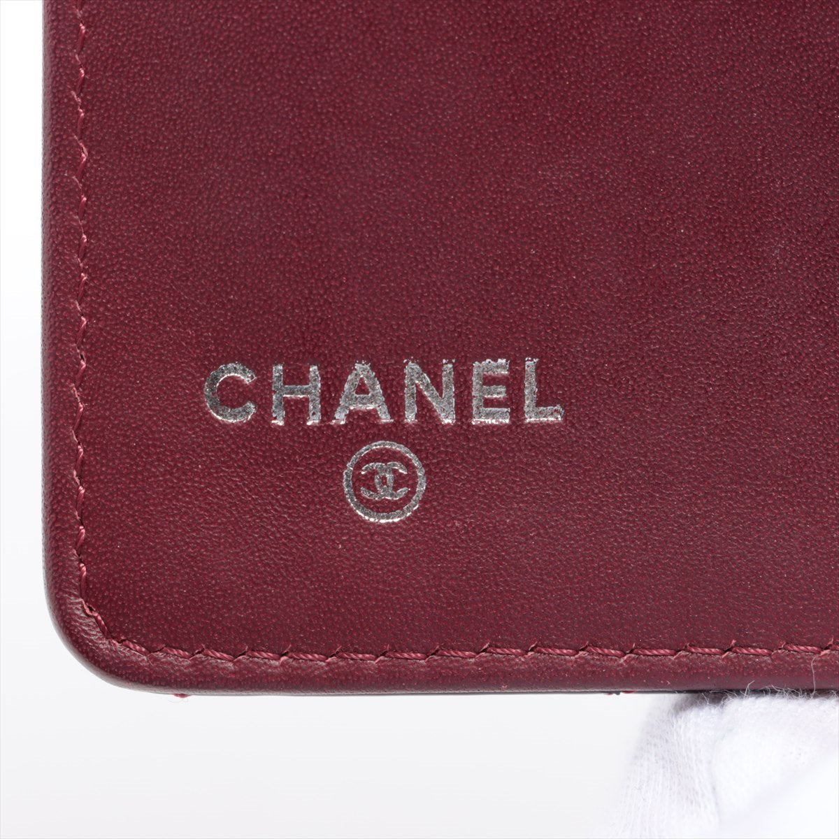 Chanel Coco Patent Leather Wallet Bordeaux Silver  18th