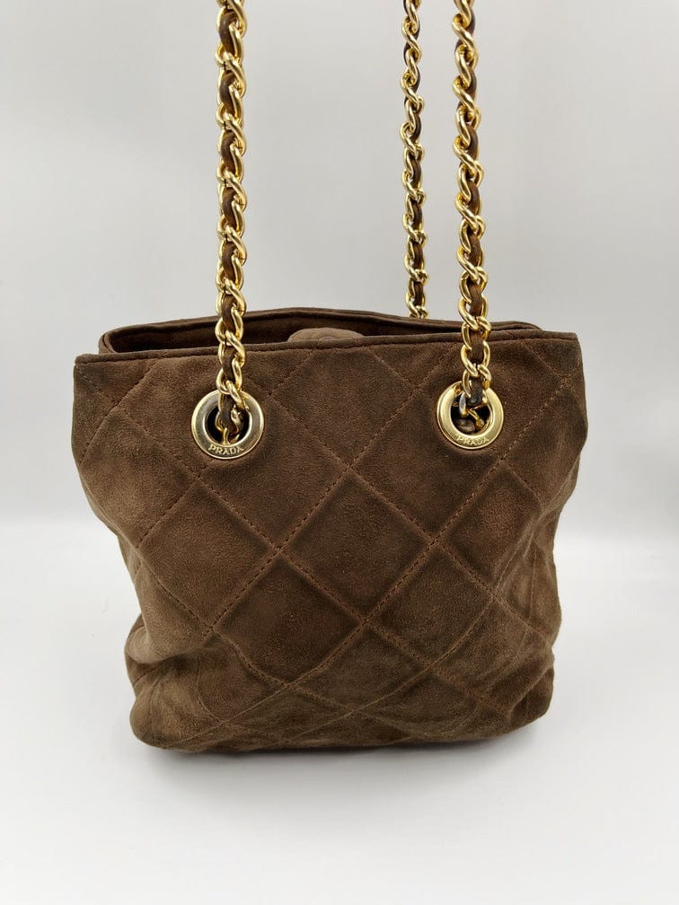 Prada Suede Tote with Chain Handle