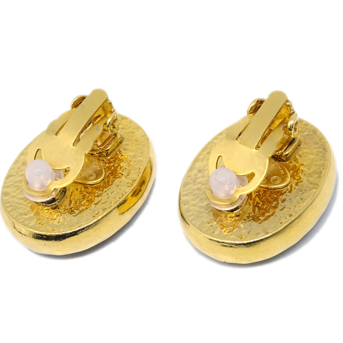 Chanel Gripoix Oval Earrings Clip-On Blue 93A