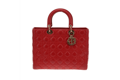 Dior Red Lambskin Large Lady Dior 2013
